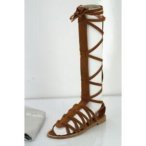 Manolo Blahnik Brown Suede Martihizi Gladiator Sandals Size 36.5 New Knee $1245